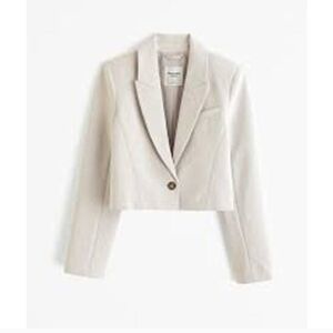 H&M Cropped Blazer Jacket in Light Beige